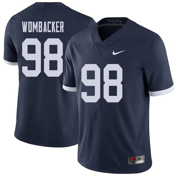 Men #98 Jordan Wombacker Penn State Nittany Lions College Throwback Football Jerseys Sale-Navy